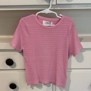 Zara kids Bubblegum Pink Textured Tee 11/12 NWT